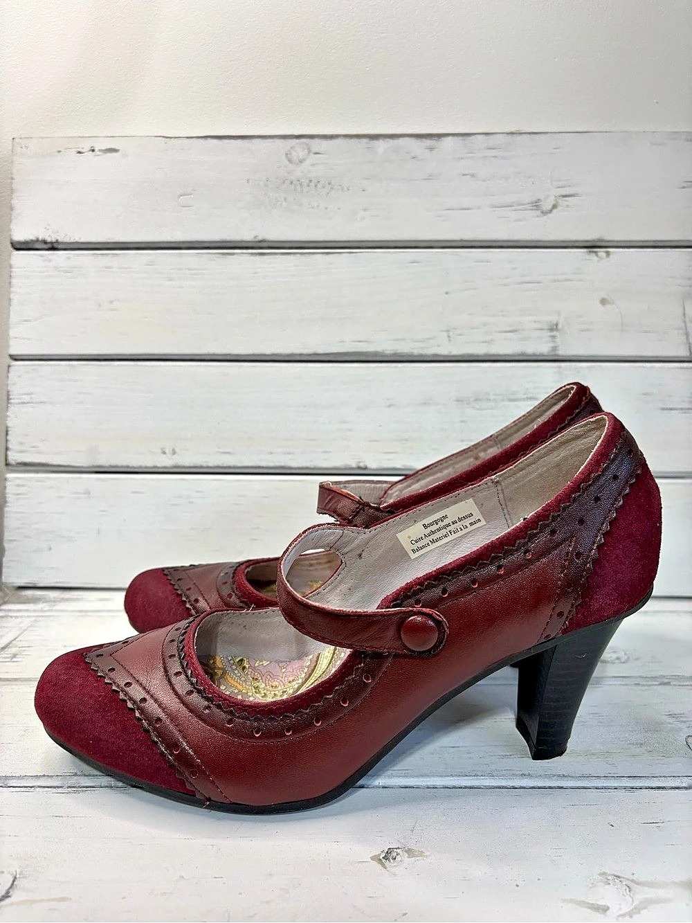 (307)Hush Puppies Mary Jane Heels Burgundy US 6
